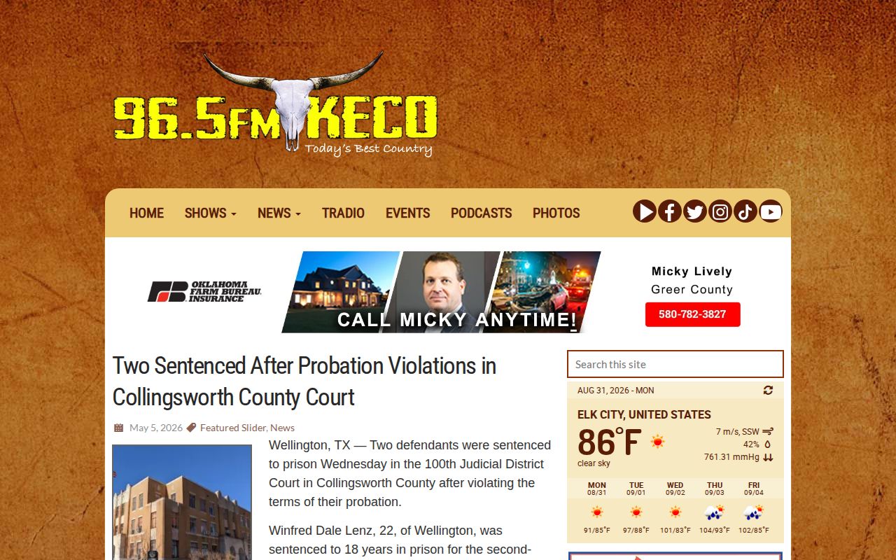 KECO Collingsworth County court news record coverage